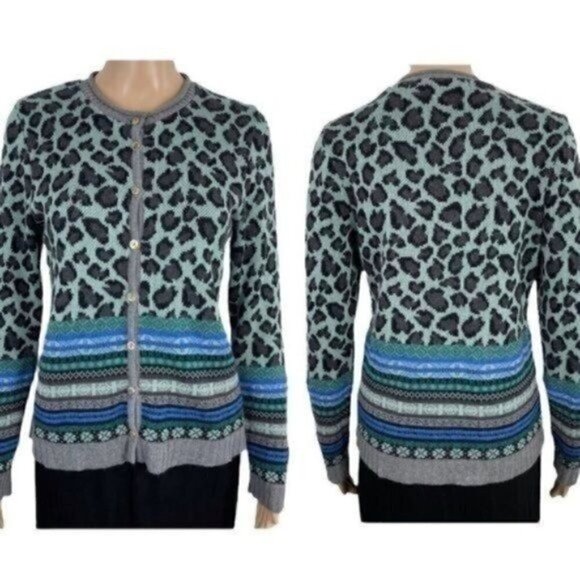 Skovhuus cotton wool alpaca button down cardigan size Small Colorful - Picture 1 of 13